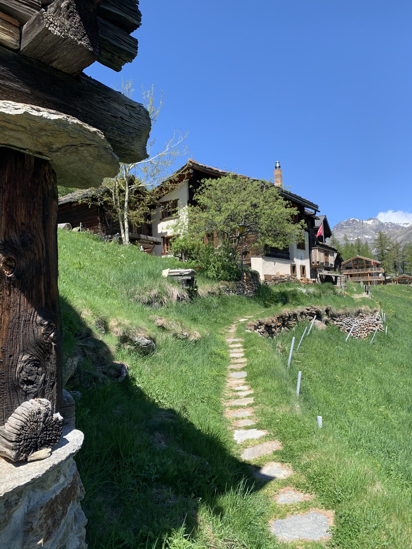 The stone path from the village up to the house